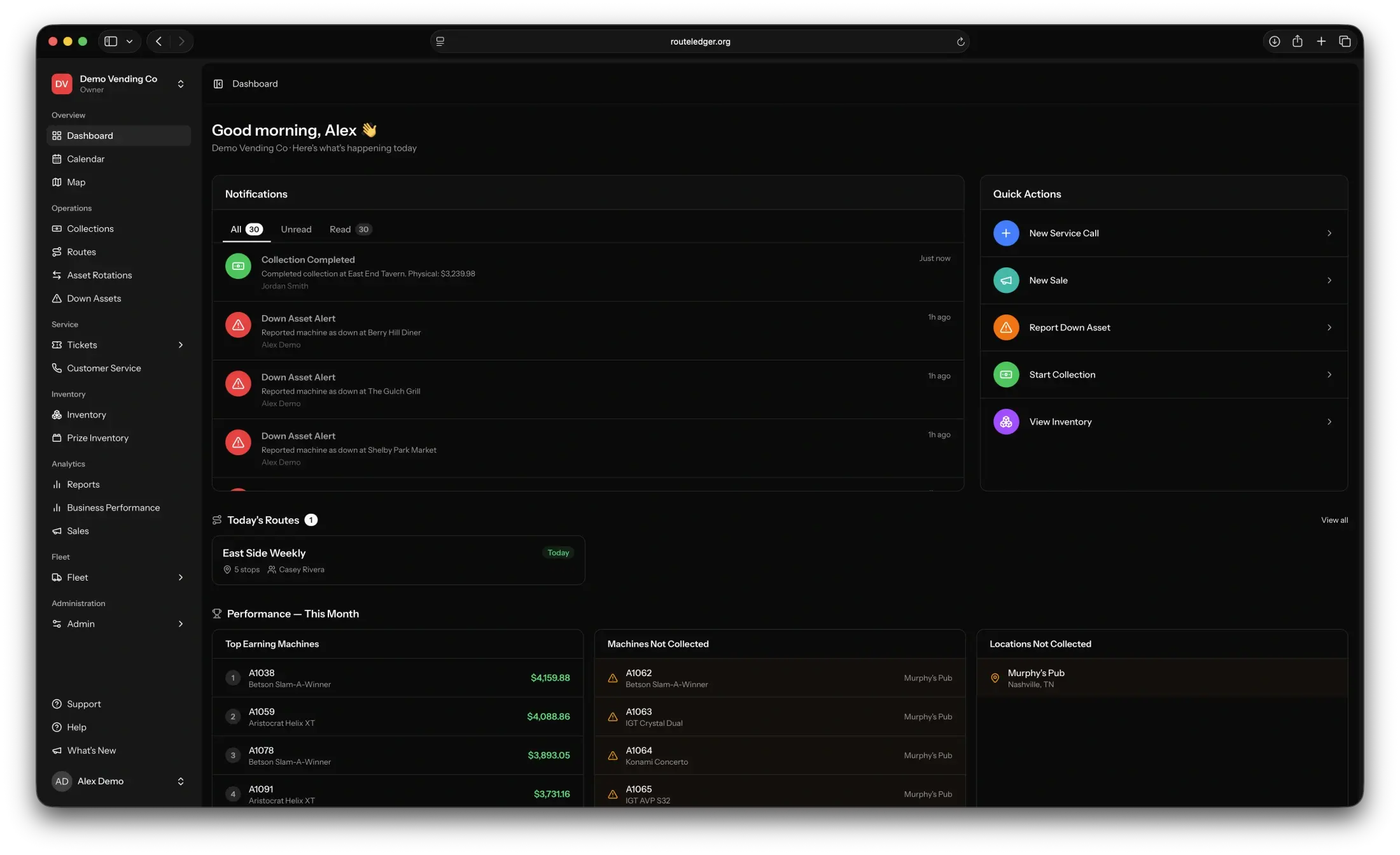 RouteLedger product interface
